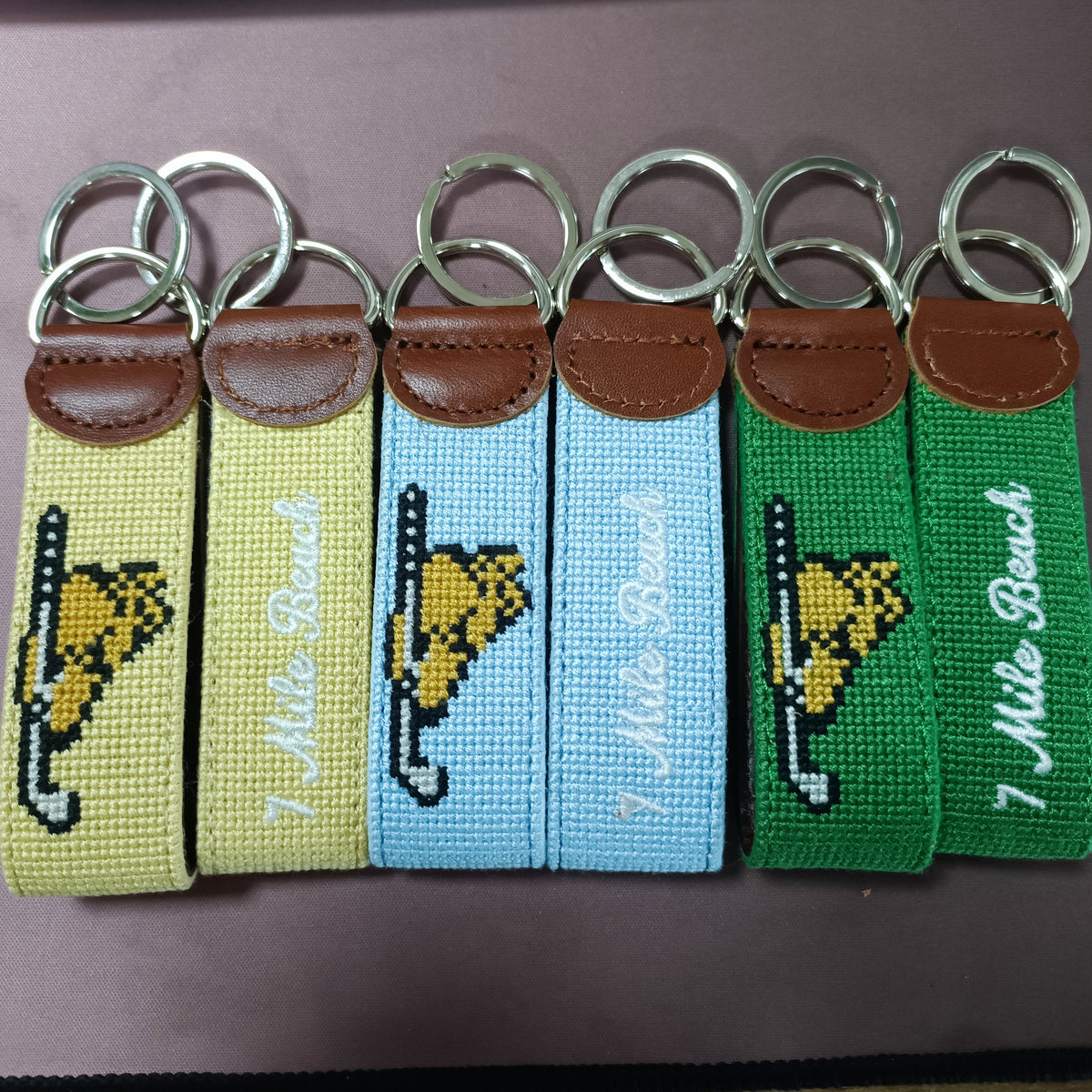 7 Mile Beach Key Fobs - Yellow, Light blue and Green