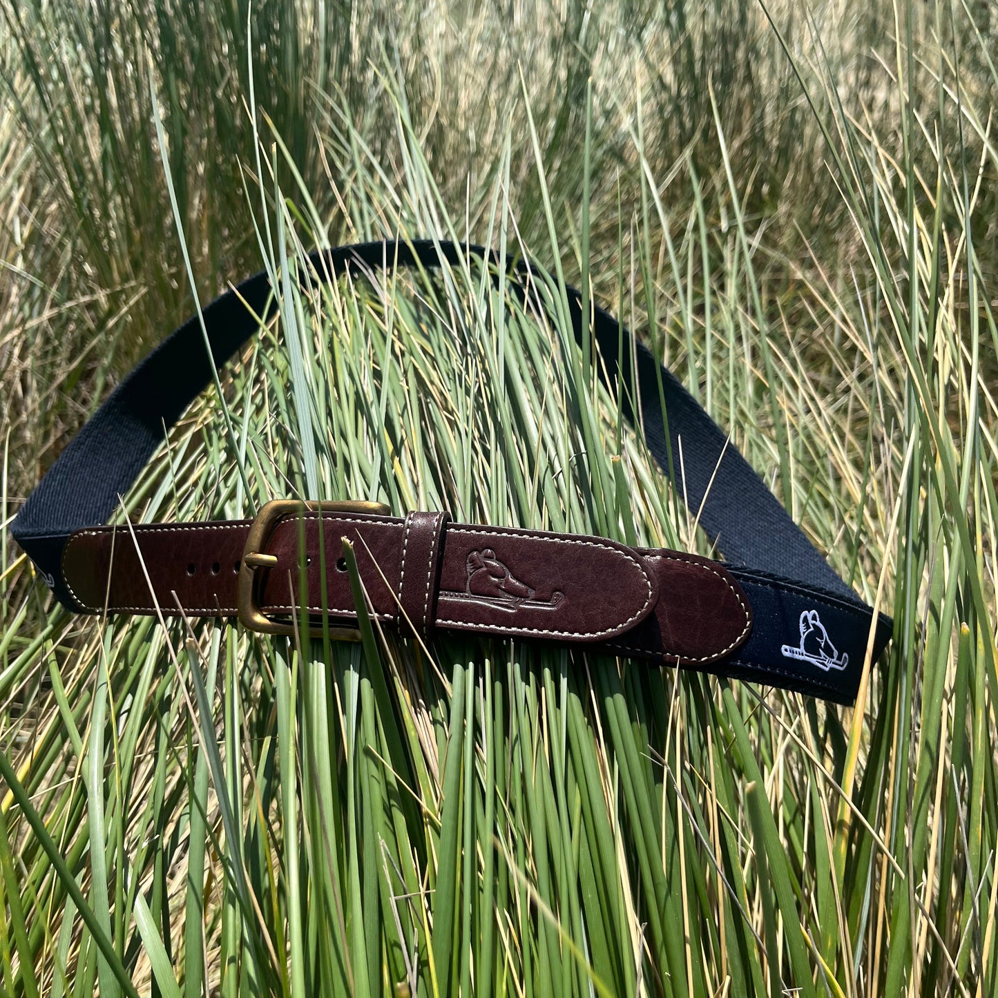 7 Mile Beach leather embossed ribbon belt