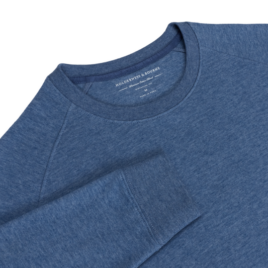 H&B The Kennedy Crewneck - Heathered Pacific Blue