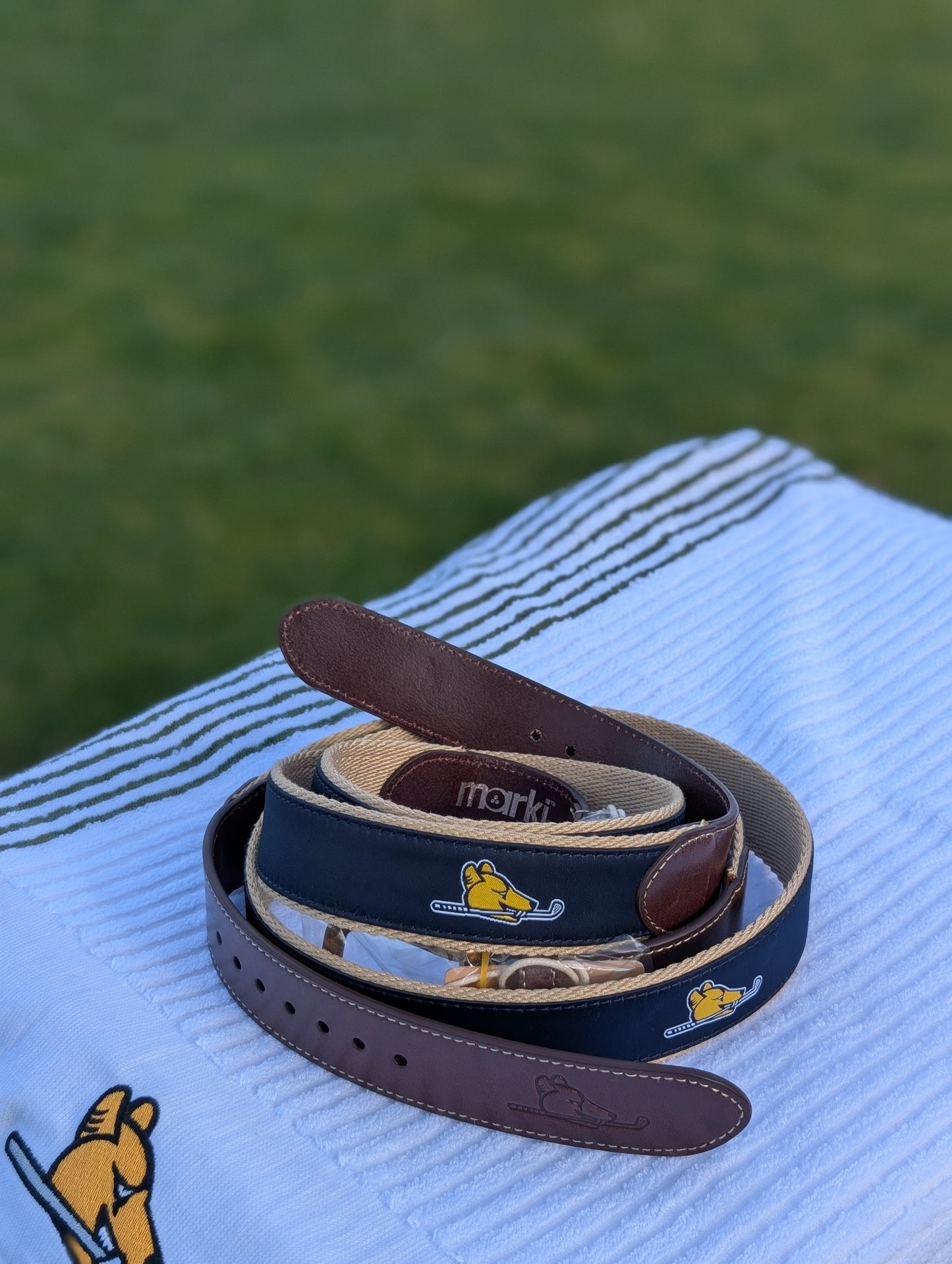 7 Mile Beach leather embossed ribbon belt