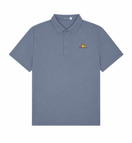 Angus and Grace Go Golfing Men's Grey Polo